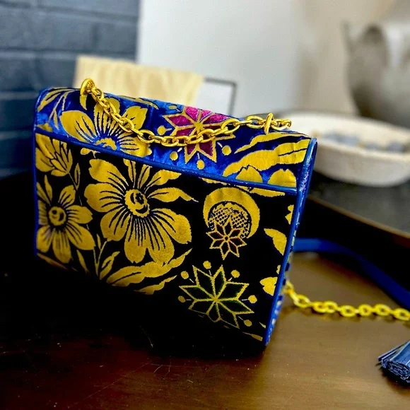 TORY BURCH FLEMING COSMIC FLORAL LG SHOULDER BAG